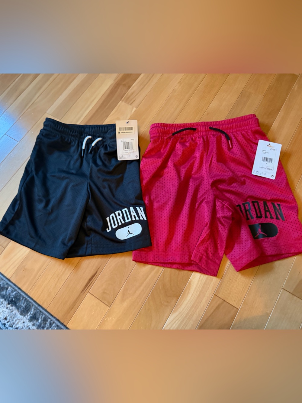 NWT YS Jordan Kids' Athletic mesh Shorts in Black and Red